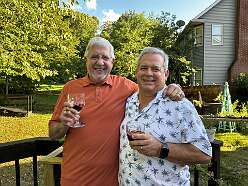 Hanging with Harvey on their deck