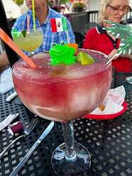 Monster Margarita with a Sangria swirl and lots of decorations, it could be trouble