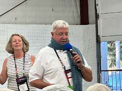 Pulling prize tickets at the National Rally