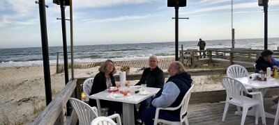 Enjoying the beach view at the Blue Parrot on St George Island, FL