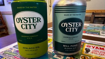 Having a beer at Lynn's Oyster House